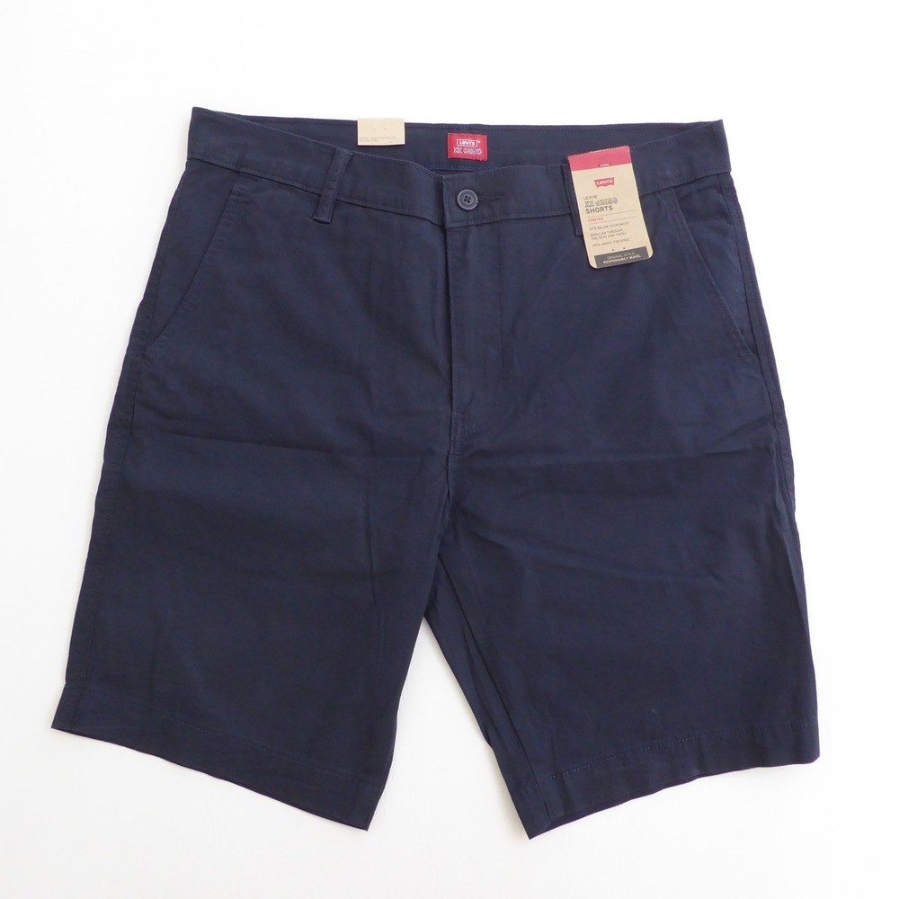 Levis Mens XX Chino Shorts Navy Blue Stretch Zip Fly Size 33